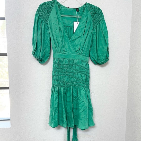 Ted Baker Taluna Green Mini Dress Smock Panel Ted Size 1/ US - Picture 3 of 8